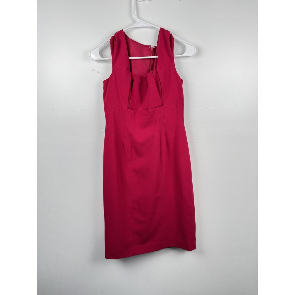 Calvin Klein Dress Womens Size 6 Pink Sleeveless Sheath Pleated Neck Cocktail